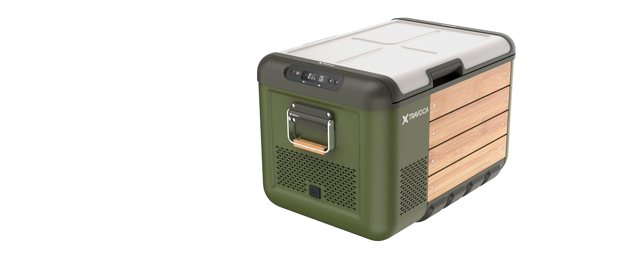 TRAVOCA Rigel 35 dual zone eCooler for vehicles and camping, portable car fridge freezer with eco design.